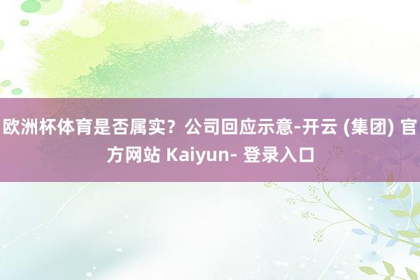 欧洲杯体育是否属实？公司回应示意-开云 (集团) 官方网站 Kaiyun- 登录入口